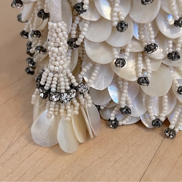NWT Monique Leshman MOP Shell, Bead, Crystal, & Rhinestone Embellished Purse - Picture 8 of 11